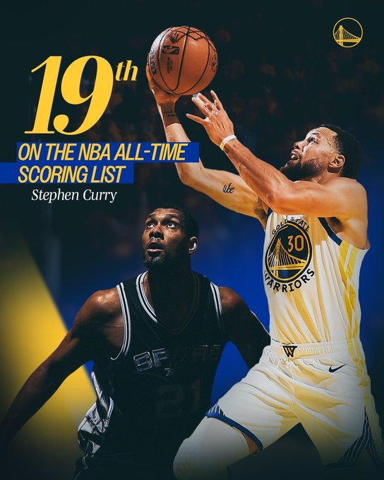 下载开云-勇士官方晒出海报：祝贺库里超越邓肯 升至历史得分榜第19位